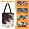 Piano Keys With Musical Notes Toy Storage Drawstring Bags Reusable Organizing Bucket Bags Building Block Storage Bag Travel Bag Case with Visible Top for Building Blocks Tiles Board Game view 4