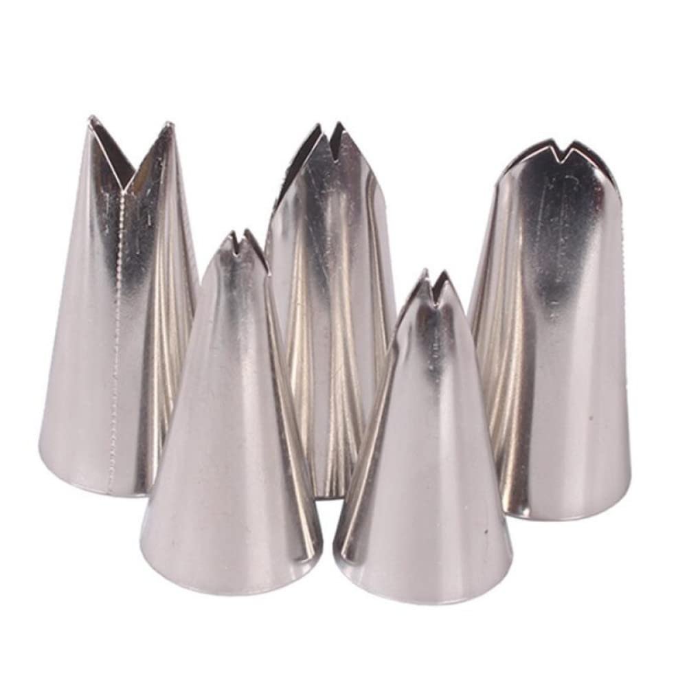 NPQPNAFC DIY Cake Decorating Tools,Cake Piping Tips 5 Pcs Leaves Nozzles Stainless Steel Icing Piping Nozzles Tips Pastry Tips for Cake Decorating Pastry Icing Nozzles