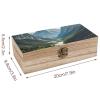 AQRJKHD Wooden Storage Box Mountains And Rivers Container with Hinged Lid And Front Clasp Keepsake Box Natural Wood Case Storage Jewelry Box Cabinet Organizers Containers for Crafts Art Hobbies view 2