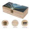 AQRJKHD Wooden Storage Box Mountains And Rivers Container with Hinged Lid And Front Clasp Keepsake Box Natural Wood Case Storage Jewelry Box Cabinet Organizers Containers for Crafts Art Hobbies view 3