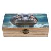 AQRJKHD Wooden Storage Box Diving Hippo Container with Hinged Lid And Front Clasp Keepsake Box Natural Wood Case Storage Jewelry Box Cabinet Organizers Containers for Crafts Art Hobbies view 1