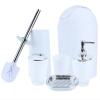 BNDDZBN Soap Dispenser Bathroom Set 6Pcs Bathroom Set - Toothbrush Holder, Soap Dish, Dispenser, Tumbler & Toilet Brush - Green & White Accessories(White) view 1