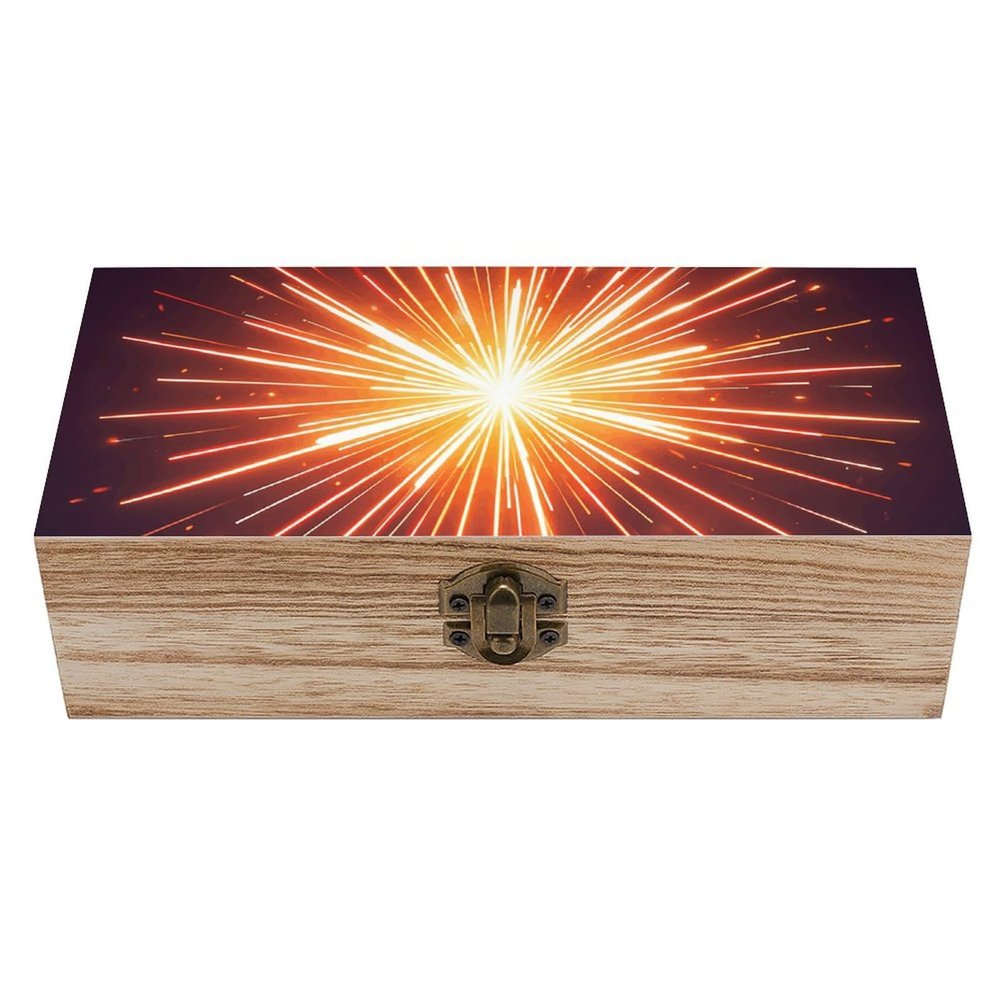 AQRJKHD Wooden Storage Box Explosion Firework 3D Container with Hinged Lid And Front Clasp Keepsake Box Natural Wood Case Storage Jewelry Box Cabinet Organizers Containers for Crafts Art Hobbies
