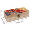 AQRJKHD Wooden Storage Box Simple Flower Oil Painting Container with Hinged Lid And Front Clasp Keepsake Box Natural Wood Case Storage Jewelry Box Cabinet Organizers Containers for Crafts Art Hobbies view 2