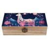 AQRJKHD Wooden Storage Box Starry Night Alpaca Container with Hinged Lid And Front Clasp Keepsake Box Natural Wood Case Storage Jewelry Box Cabinet Organizers Containers for Crafts Art Hobbies view 1