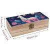 AQRJKHD Wooden Storage Box Starry Night Alpaca Container with Hinged Lid And Front Clasp Keepsake Box Natural Wood Case Storage Jewelry Box Cabinet Organizers Containers for Crafts Art Hobbies view 2