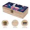 AQRJKHD Wooden Storage Box Starry Night Alpaca Container with Hinged Lid And Front Clasp Keepsake Box Natural Wood Case Storage Jewelry Box Cabinet Organizers Containers for Crafts Art Hobbies view 3
