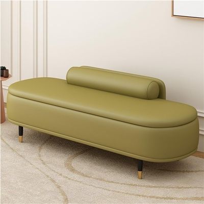 WPJBDS Storage Shoe Bench with Leather Surface, Foam Padding, Small Backrest, Convenient Shoe Organizer for Entryway, Closet, Bedroom(Size:31.5in,Color:Light Green)