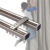 WUGUOK Curtain Conjoined Double Track, Ceiling Wall-Mounted Sliding Curtain Rail Aluminum Curtain Rods for Room Partition Living Room with Installation Accessories(Champagne,80cm/2.6ft) view 1