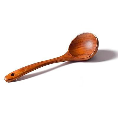 Bambuood Premium Teak Wood Large Spoon - Durable, Ergonomic, Non Stick, Stylish & Functional - Perfect for stirring soups, sauces, and stews - Perfect Kitchen Gift (Large Spoon)