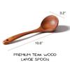 Bambuood Premium Teak Wood Large Spoon - Durable, Ergonomic, Non Stick, Stylish & Functional - Perfect for stirring soups, sauces, and stews - Perfect Kitchen Gift (Large Spoon) view 2