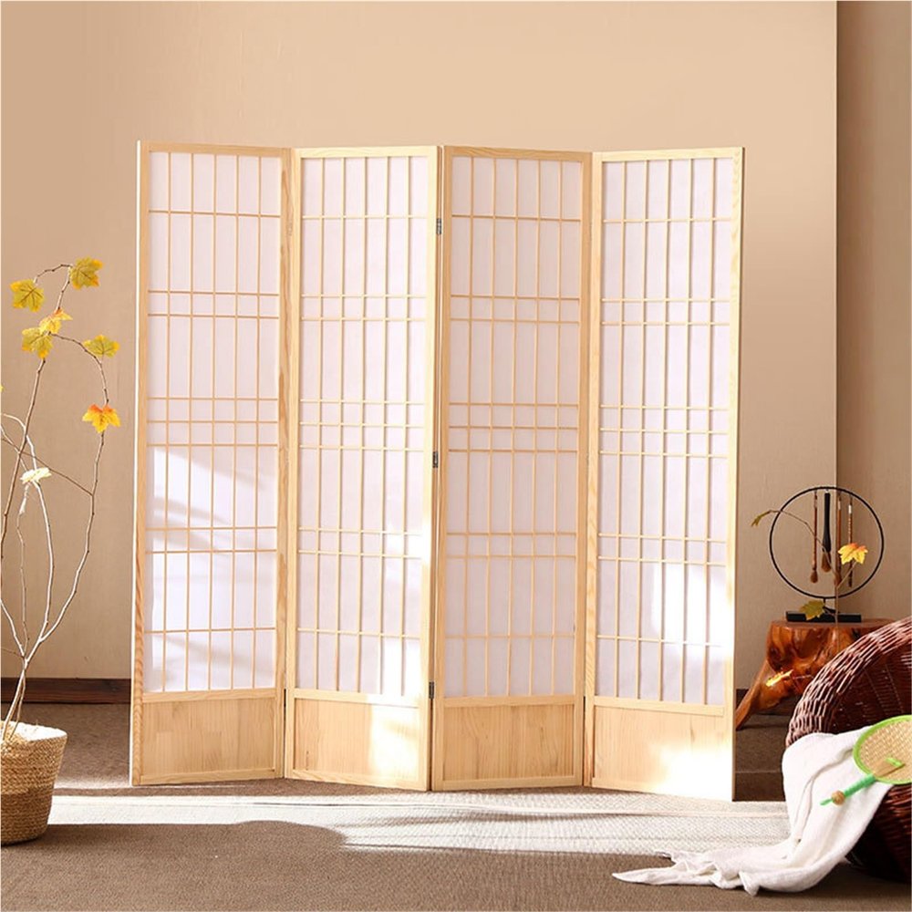 4 Panels Room Dividers Portable Room Seperating Divider Temporary Partitions Barriers Folding Privacy Screens for Home Office Bedroom Teahouse,Home Office