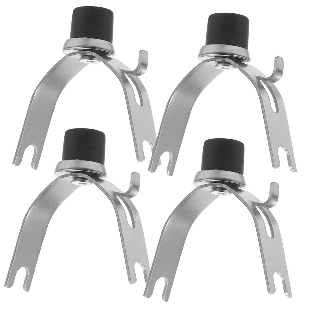 Cabilock 4pcs Stainless Steel Fork Head for Hanging Closet Rod Easy Replace Clothes Pole Accessories