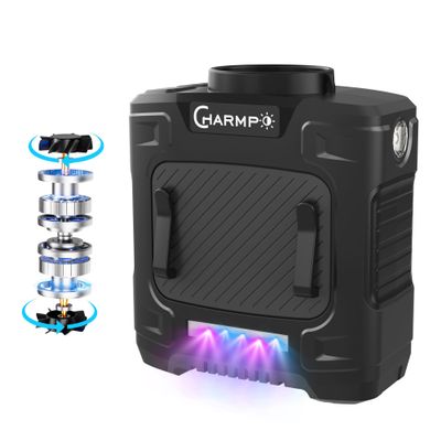 Waist Fan, Dual Motor Belt Fan, 12000mAh Rechargeable Cooler, 75ft/s Airflow, 17000RPM 5-Speed, Up to 24H Runtime, LED SOS & Red-Blue Warning Light for Jobsite, Farming, Camping