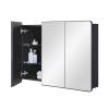 IDYLLOR Bathroom Mirror Medicine Cabinet with Round Corner Framed Door 36 x 26 inch, BlackRecessed or Surface Mount, with Adjustable Glass Shelves view 1
