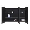 IDYLLOR Bathroom Mirror Medicine Cabinet with Round Corner Framed Door 36 x 26 inch, BlackRecessed or Surface Mount, with Adjustable Glass Shelves view 2