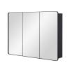 IDYLLOR Bathroom Mirror Medicine Cabinet with Round Corner Framed Door 36 x 26 inch, BlackRecessed or Surface Mount, with Adjustable Glass Shelves view 3