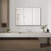 IDYLLOR Bathroom Mirror Medicine Cabinet with Round Corner Framed Door 36 x 26 inch, BlackRecessed or Surface Mount, with Adjustable Glass Shelves view 4