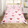 jejeloiu Heart Bedding Set King Size Cute Comforter Cover Set for Boys Girls Teens Valentine's Day Duvet Cover Kawaii Bedspread Cover Room Decor Peach Pink Quilt Cover,No Comforter view 1