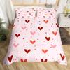 jejeloiu Heart Bedding Set King Size Cute Comforter Cover Set for Boys Girls Teens Valentine's Day Duvet Cover Kawaii Bedspread Cover Room Decor Peach Pink Quilt Cover,No Comforter view 3