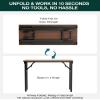 Frylr Small Folding Computer Desk 35.8 Inch Portable Table for Craft and Study, Lightweight Desk for Small Spaces, Foldable Laptop Table Built-in AC/USB Outlets for Convenience, Dark Walnut view 2