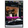 Art Remedy Lovely Spring Blossom Store and Car Canvas Fashion and Glam, Black Frame, 36" x 54" view 1
