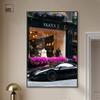 Art Remedy Lovely Spring Blossom Store and Car Canvas Fashion and Glam, Black Frame, 36" x 54" view 3