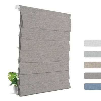 BERISSA No Drill Roman Shades for Windows,Cordless Blackout Roman Blinds,Thermal Insulation Fabric Pull Down Roman Shade Heat Blocking Window Blinds for Home,Easy to Install(62" W x 66" H) Oatmeal