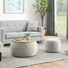 25 Inch Round Ottoman Set with Storage,2 in 1 Combination Function Footrest with Storage,End Table Coffee Table with Removable Wooden Lid for Living Room Home Furniture,Fully Assembled (Light Grey) view 1