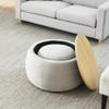 25 Inch Round Ottoman Set with Storage,2 in 1 Combination Function Footrest with Storage,End Table Coffee Table with Removable Wooden Lid for Living Room Home Furniture,Fully Assembled (Light Grey) view 4