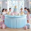 Baby Blue Tulle Tablecloths 60 Inch Spandex Table Cloths for Round Tables view 4