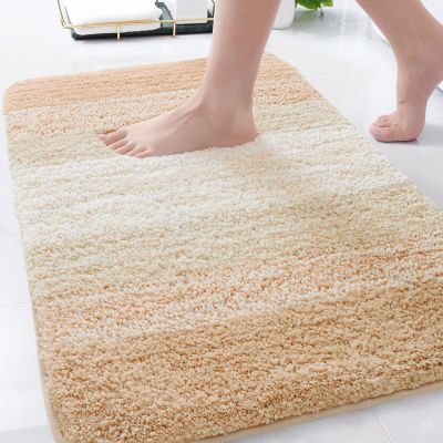 Arotive Microfiber Bathroom Rugs, Shaggy Soft and Absorbent Bath Rug, Non-Slip, Thick Plush Machine Washable Dry Bath Mats for Bathroom, Tub and Shower, 34x21, Beige, Rectangular