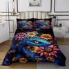 Manfei Blue Snake Kids Bedspread Queen Size,Reptile Animals Snake Rustic Coverlet Set,Boys Girls Room Decor,Sunflower Plant Farmhouse Quilted Coverlet,Trippy Country Bedding Quilt,2 Pillowcases view 2