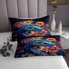 Manfei Blue Snake Kids Bedspread Queen Size,Reptile Animals Snake Rustic Coverlet Set,Boys Girls Room Decor,Sunflower Plant Farmhouse Quilted Coverlet,Trippy Country Bedding Quilt,2 Pillowcases view 4