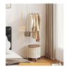 Coat and Hat Hanger, Cream-Style Bedroom Garment Rack with Dirty Clothes Basket, Moveable Stand with Wheels for Hanging Clothes, Hats, and Bags,Organizer Rack(Milky White) view 3