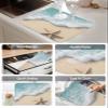 2 Pack Dish Drying Mats,Ocean Sandy Beach Starfish Super Absorbent Microfiber Dishes Drainer Mat Teal Foamy Wave Sea Shore Reversible Drying Rack Pads for Kitchen Counter Sink view 4