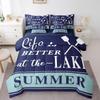 jejeloiu Lake House Comforter Set Queen Size 7 Pieces Navy Blue Farmhouse Style Summer Ocean Themed Bedding Set Nautical Sea Adventure Bed in a Bag with Comforter, Sheets, Pillowcases & Cushion Cover view 1