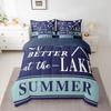 jejeloiu Lake House Comforter Set Queen Size 7 Pieces Navy Blue Farmhouse Style Summer Ocean Themed Bedding Set Nautical Sea Adventure Bed in a Bag with Comforter, Sheets, Pillowcases & Cushion Cover view 2