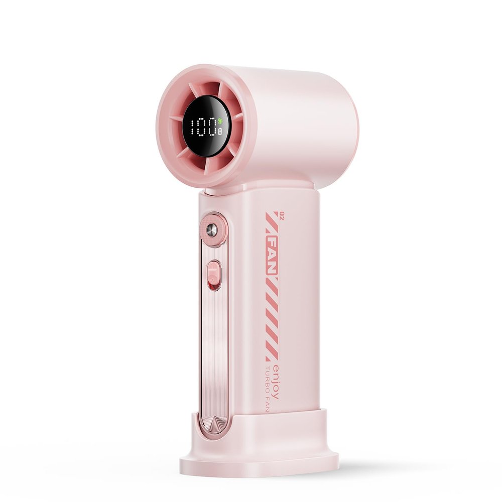 Koonie 19000 RPM High Speed Portable Handheld,100 Speeds Mini Turbo, 3600mAh, 12H Max Cooling Time, Digital Display, 5" Height, Rechargeable Hand for Outdoor Indoor Pink