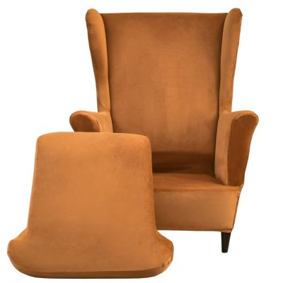 ChenTaiBB Wingback Chair Covers, Wing Chair Cover 2 Piece Armchair Slipcover, Velvet Wingback Sofa Chair Slipcover Furniture Protector for Living Room Bedroom(Bronze)