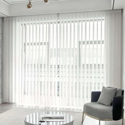Large - Sized Cordless Vertical Blinds, Blackout Vertical Window Shades, Patio Doors, Large Windows,Track Slat Sets for Patio Sliding Doors. Light - Adjustable, White 63.5" Wx75 H