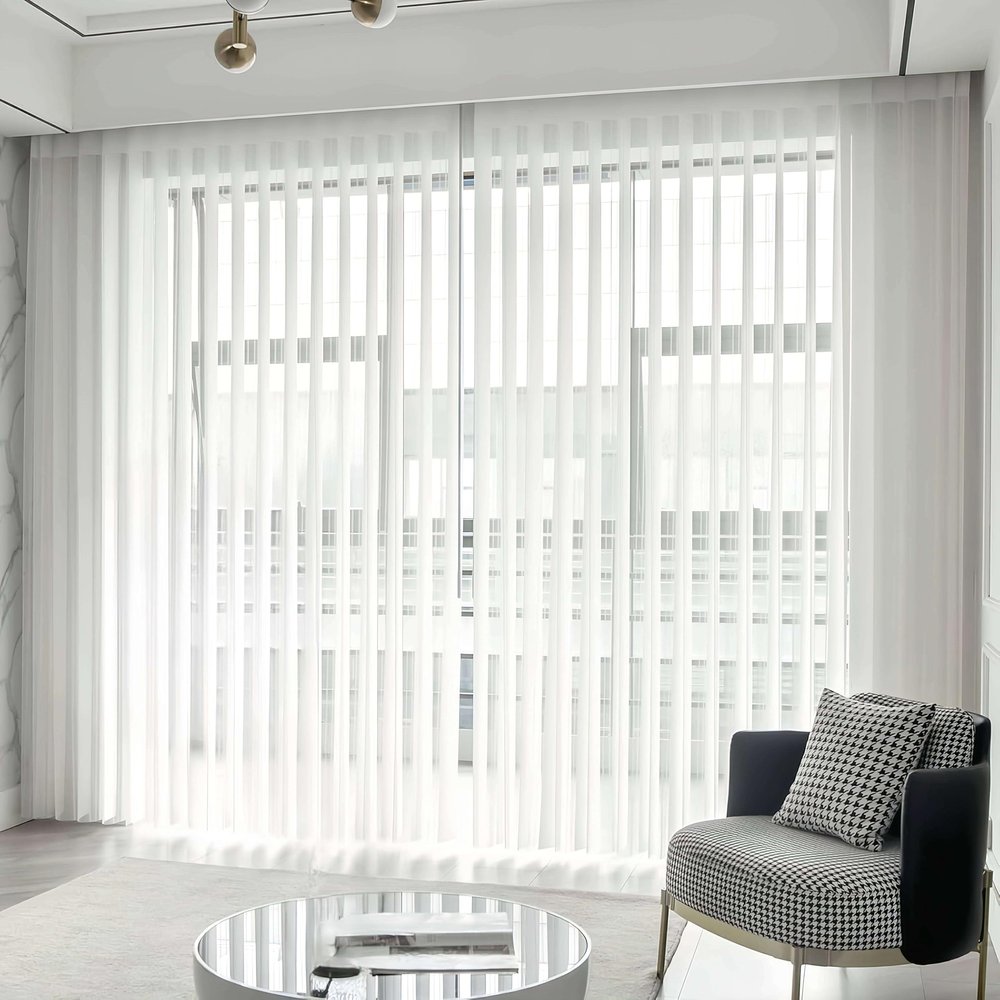 Large - Sized Cordless Vertical Blinds, Blackout Vertical Window Shades, Patio Doors, Large Windows,Track Slat Sets for Patio Sliding Doors. Light - Adjustable, White 63.5" Wx75 H