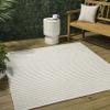 JONATHAN Y Aarhus High-Low Striped Ivory/Cream 7x7 Square Indoor/Outdoor Area Rug, Minimalist Geometric, Pet Friendly, Non-Shedding, Stain Resistant, Easy-Cleaning for Backyard, Patio (SCN102B-7SQ) view 1