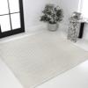JONATHAN Y Aarhus High-Low Striped Ivory/Cream 7x7 Square Indoor/Outdoor Area Rug, Minimalist Geometric, Pet Friendly, Non-Shedding, Stain Resistant, Easy-Cleaning for Backyard, Patio (SCN102B-7SQ) view 3