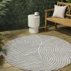 JONATHAN Y Hallie High-Low Curve Gray/Ivory 7' Round Indoor/Outdoor Area Rug, Minimalist, Pet Friendly, Non-Shedding, Stain Resistant, Hose-Washable for Backyard, Patio, Porch (SCN100A-7R) view 1