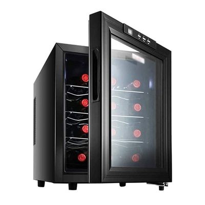 JKSVTF 12 Bottle Wine Cooler Cabine, Hollow Coated Glass Glass, Freestanding Wine Cellar, Digital Temperature Control, Silent Operation