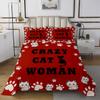 jejeloiu Cat Coverlet Set King Size Girls Women Bedspread for Cat Lover Decor Quilted Coverlet Red Soft Microfiber Quilt Set All Season Bedroom view 2