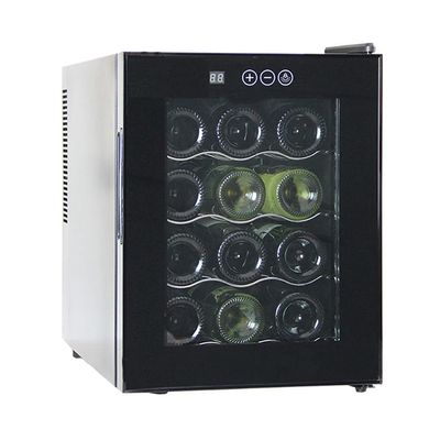 JKSVTF Small Household Wine Refrigerator, 33L/12 Bottles, 12-18, LED Lighting, UV Protection, Freestanding, Countertop, Low Noise, Low Energy Consumption, with Lock,Touch Screen