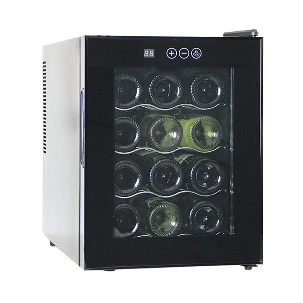 JKSVTF Small Household Wine Refrigerator, 33L/12 Bottles, 12-18, LED Lighting, UV Protection, Freestanding, Countertop, Low Noise, Low Energy Consumption, with Lock,Touch Screen