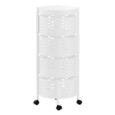 4/5 Tiers Rotating Storage Cart Trolley,Rotating Kitchen Storage Shelves,Kitchen Vegetable Storage Organizer,Fruit Basket Floor Stand Shelf Fruit Tower for Kitchen Pantry Bathroom White 4-Layers